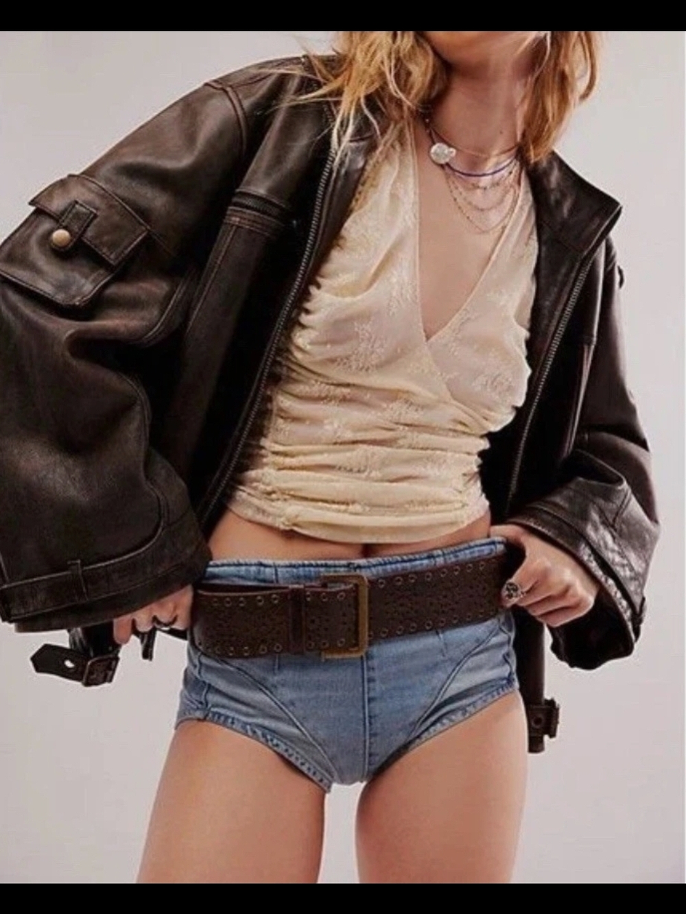 Free People We The Free Keep It Brief Denim Micro Short in a light wash